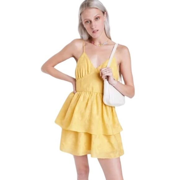 Wild Fable Gold Fit And Flare Tiered Dress, Size M, NWT - Picture 4 of 11